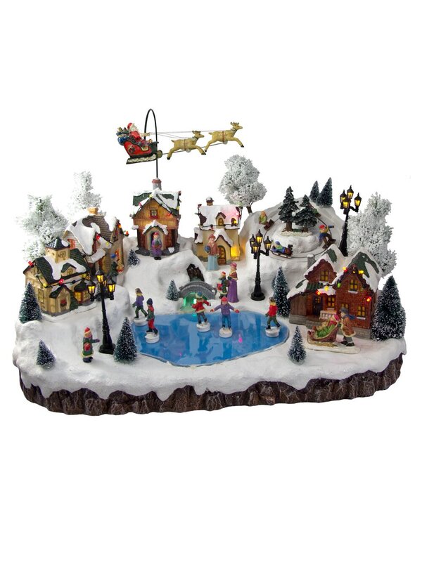 Illuminated, Animated & Musical Mountain Village Scene Ornament - 53cm — image 2