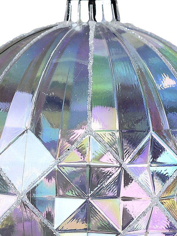 Iridescent Dynamic Grand Geometric Texture Silver Glitter Bauble | 15cm — image 3