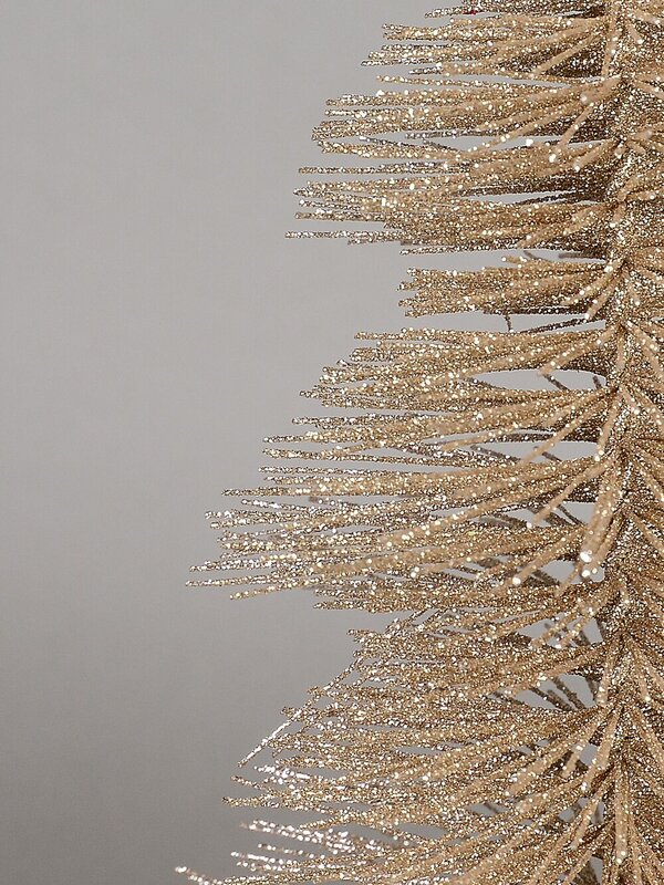 Large Glittered Champagne Spiral Pine Needle Christmas Table Top Tree - 30cm