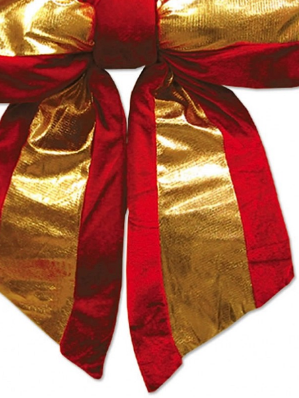 Large Red Velvet Bow With Shiny Gold Stripe Display Decoration - 45cm — image 3
