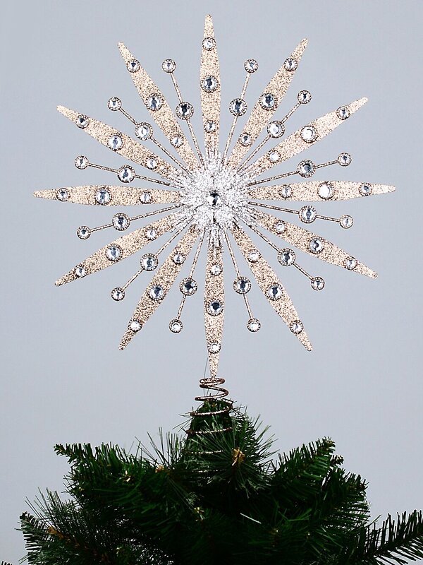Large Rose Gold & Silver Glitter Supernova Tree Topper | 42cm — image 2