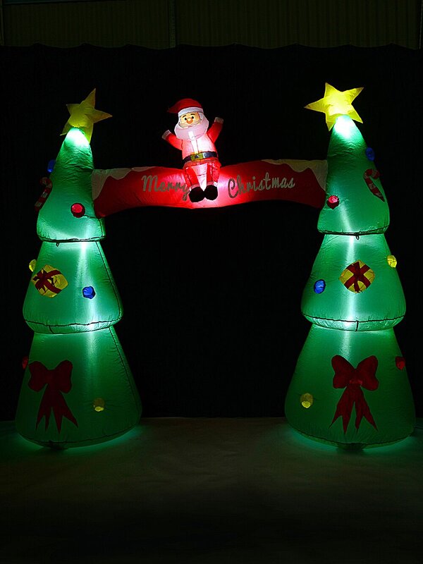 Large Santa & Decorated Christmas Trees Archway Outdoor LED Inflatable | 2.5m — image 2