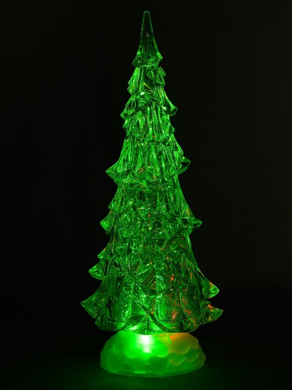 LED Illuminated Glittered Christmas Tree Snow Globe - 40cm