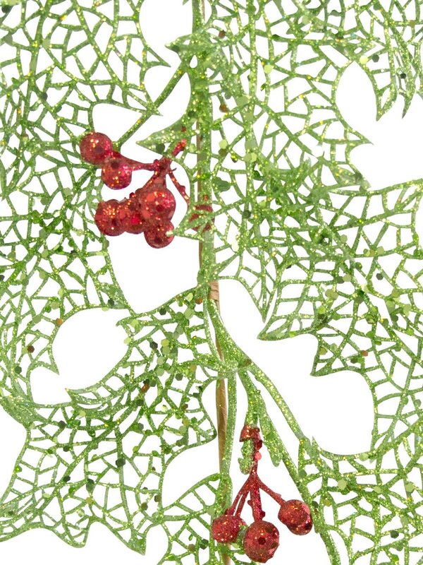 Lime Filigree Holly Leaf Wired Garland - 1.9m — image 4