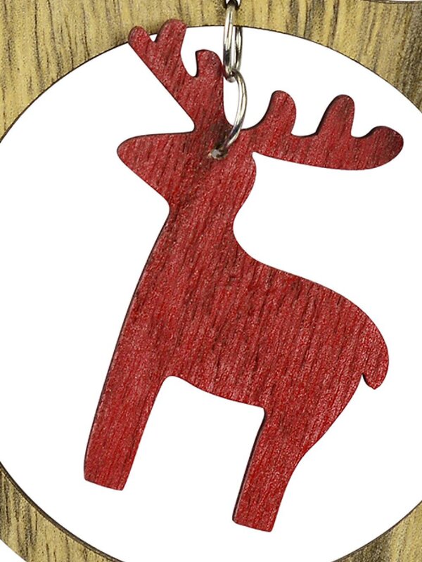 MDF Bow With Red Reindeer Cut-Out Christmas Tree Hanging Decoration - 10cm — image 3