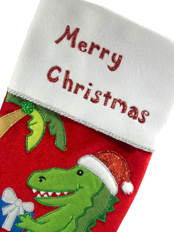 Merry Christmas Dinosaur Stocking - 48cm