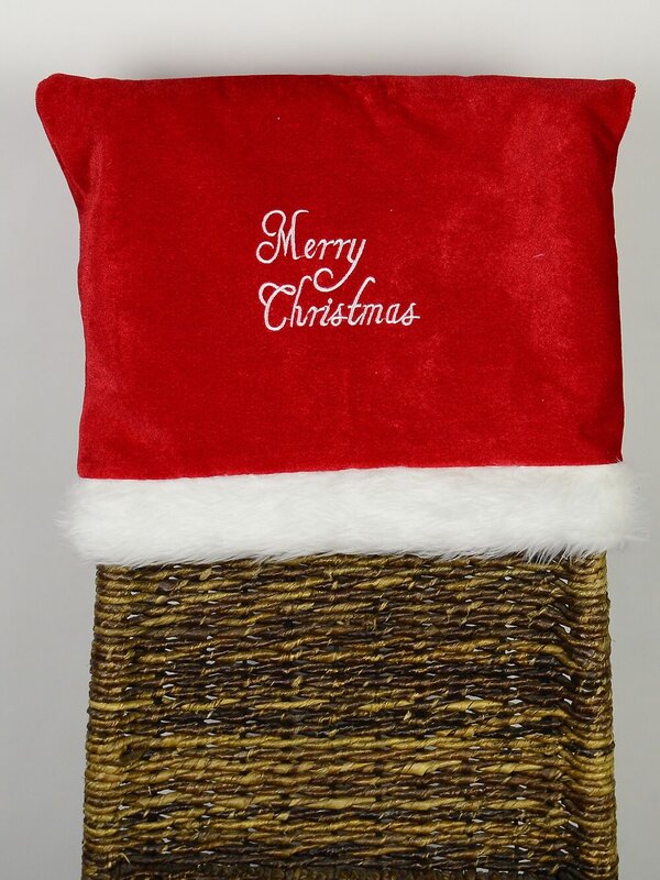 Merry Christmas Red Velvet Santa Hat Chair Cover
