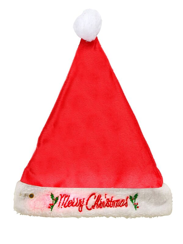 Merry Christmas Soft Plush Traditional Christmas Santa Hat - One Size Fits Most — image 2