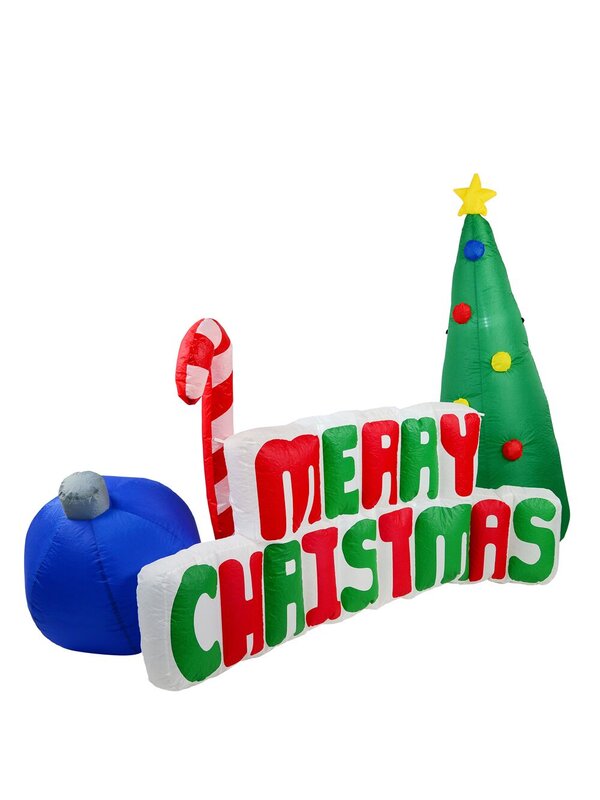 Merry Christmas With Bauble, Tree & Cane Illuminated Inflatable Display - 2.6m — image 4