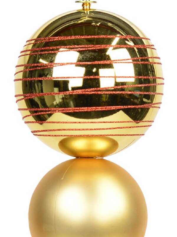 Metallic &amp; Matte Gold With Red Glitter Large Finial Display Decoration - 45cm