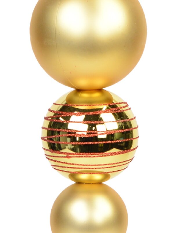 Metallic &amp; Matte Gold With Red Glitter Large Finial Display Decoration - 45cm