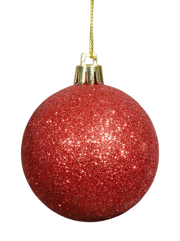 Metallic Red, Gold, Matt Green & Red Glitter Baubles - 16 x 60mm