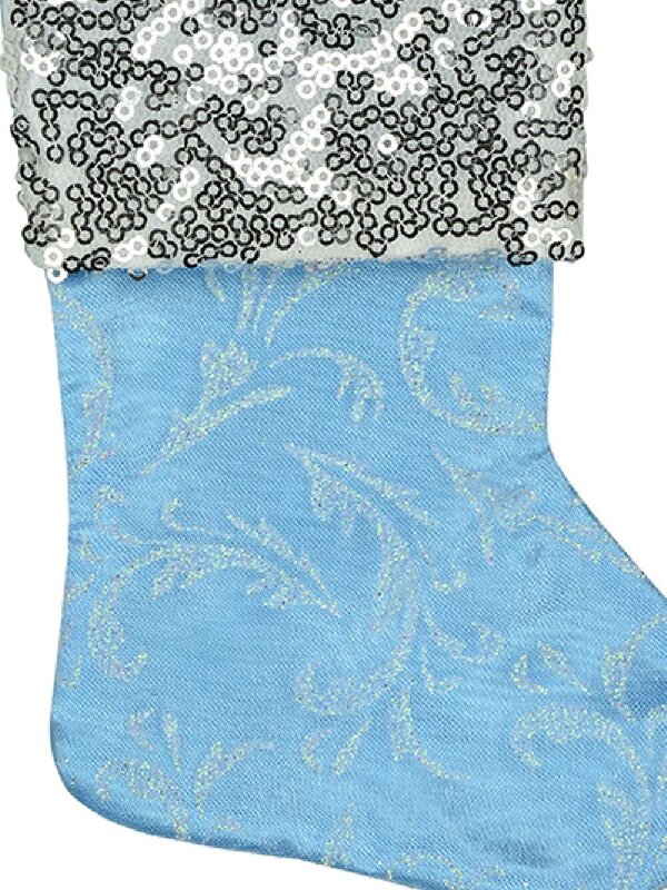 Mini Blue With Silver Cuff Christmas Stocking Hanging Decorations - 6 x 15cm — image 5