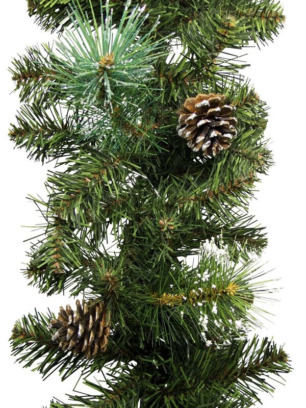 Morning Frost Flocked & Glittered Pine Needle Garland - 2.7m