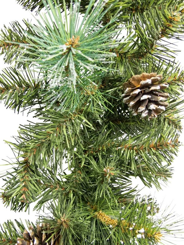 Morning Frost Flocked & Glittered Pine Needle Garland - 2.7m