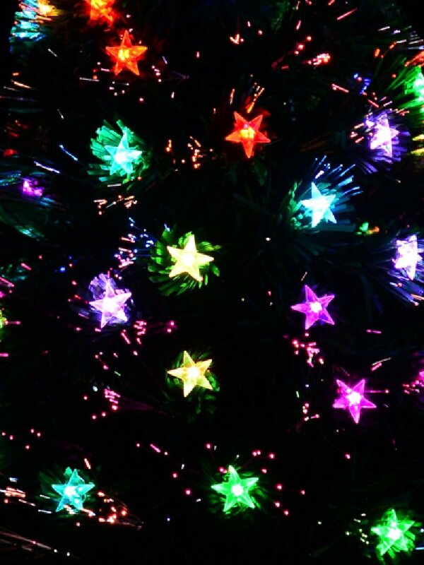 Multi Colour Fibre Optic Christmas Tree With 85 Tips & LED Stars - 90cm — image 4