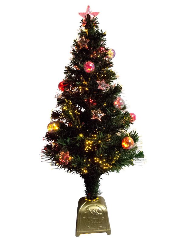 Multi Colour Fibre Optic Christmas Tree with Baubles, Stars & 100 Tips - 90cm — image 4