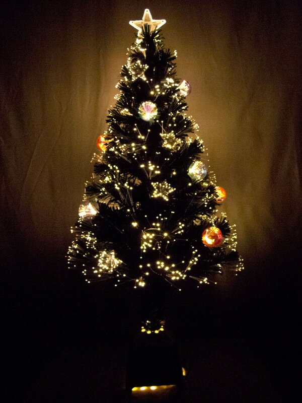 Multi Colour Fibre Optic Christmas Tree with Baubles, Stars & 100 Tips - 90cm — image 2