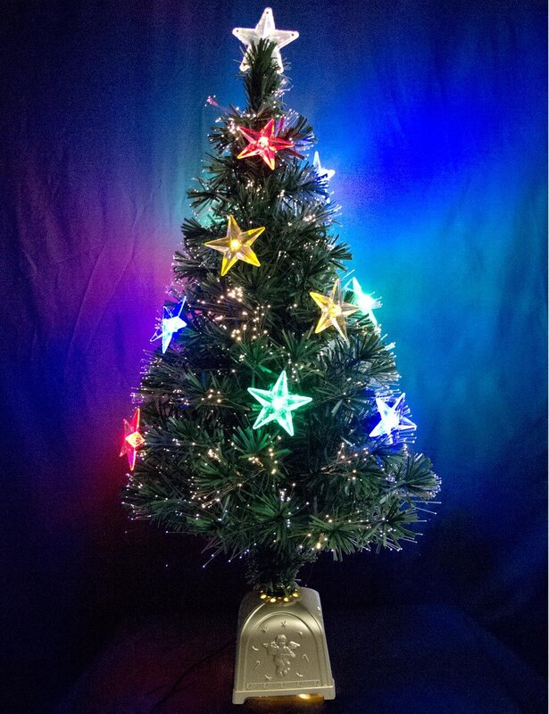 Multi Colour With LED Star Decorations Fibre Optic Tree - 1.2m — image 2