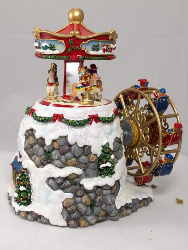Musical Carousel & Ferris Wheel Wind Up Ornament - 18cm
