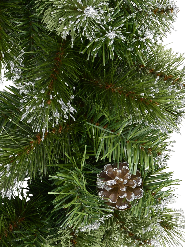 Natural Look Pine Wreath With Pine Cones & 84 Silver Glitter Tips - 36cm