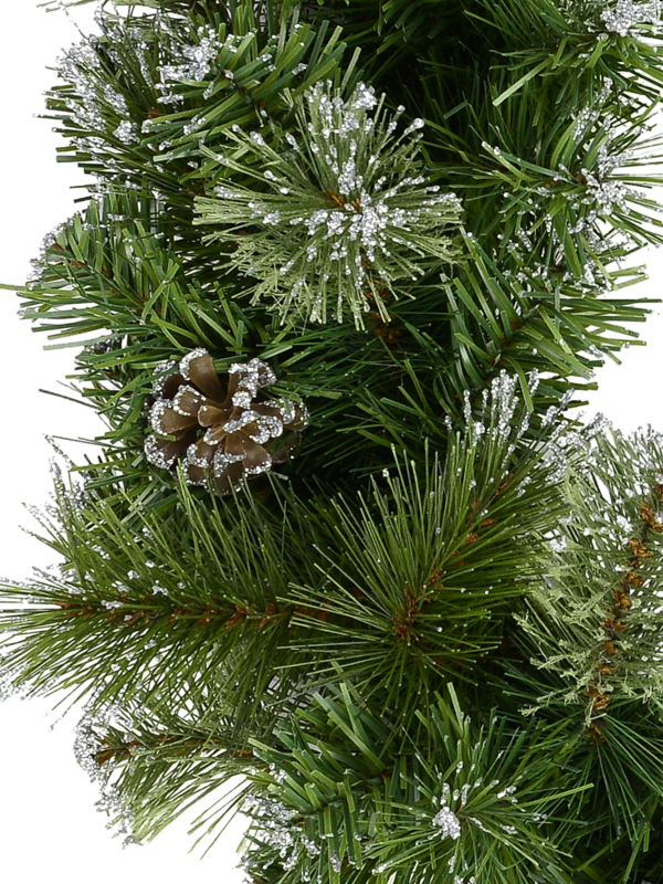Natural Look Pine Wreath With Pine Cones & 84 Silver Glitter Tips - 36cm