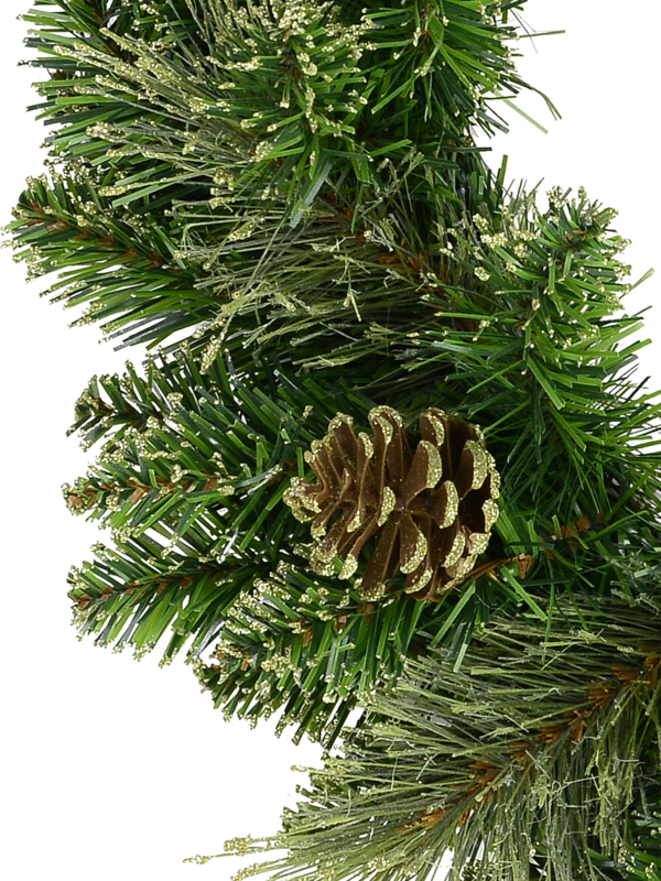 Natural Look Pine Wreath With Pine Cones & 94 Gold Glitter Tips - 36cm