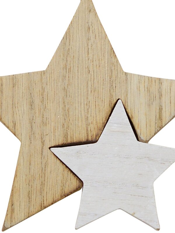 Natural & White Wooden Stars Christmas Tree Hanging Decoration - 10cm — image 2