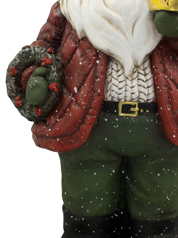 Nordic Resin Santa Holding Wreath & Candy Cane Decor - 63cm — image 3