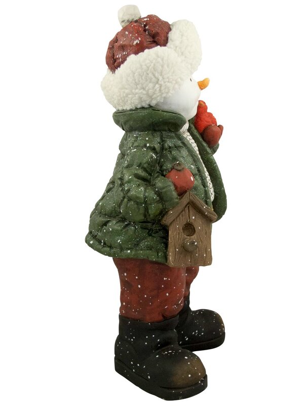 Nordic Resin Snowman Decor Holding Cardinal & Bird House - 61cm — image 6