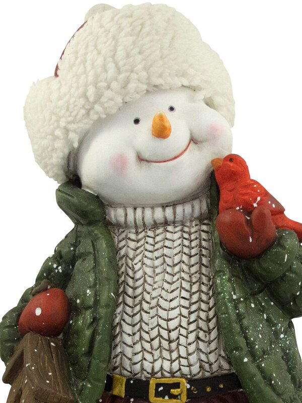 Nordic Resin Snowman Decor Holding Cardinal & Bird House - 61cm — image 2