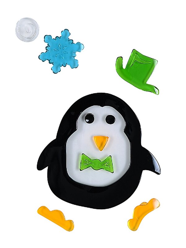 Penguins, Snowflakes & Snowballs Gel Window Cling Decoration - 19cm
