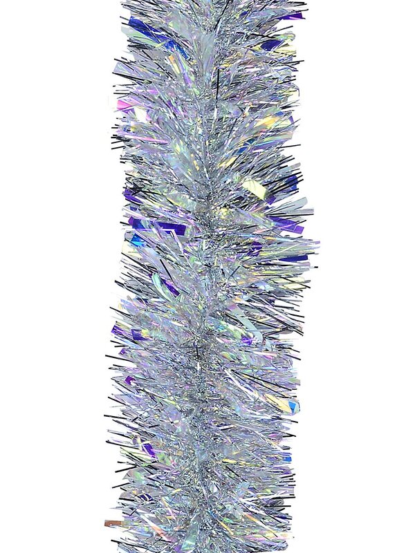 Premium 9ply Silver Iridescent Thick and Thin Fir Christmas Tinsel | 2m x 11cm — image 3