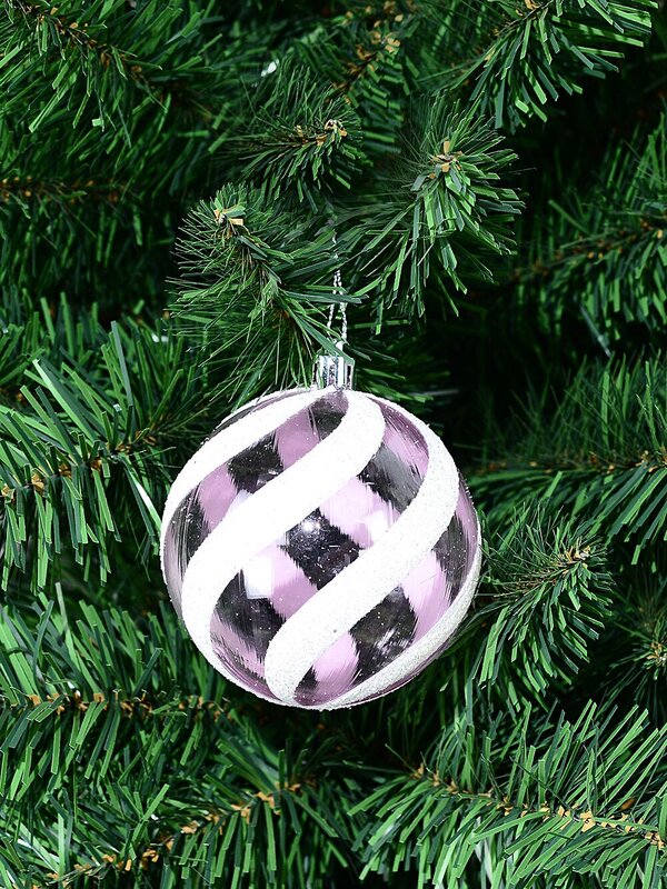 Purple & White Whimsical Glitter Candy Swirl Bauble | 80mm — image 2