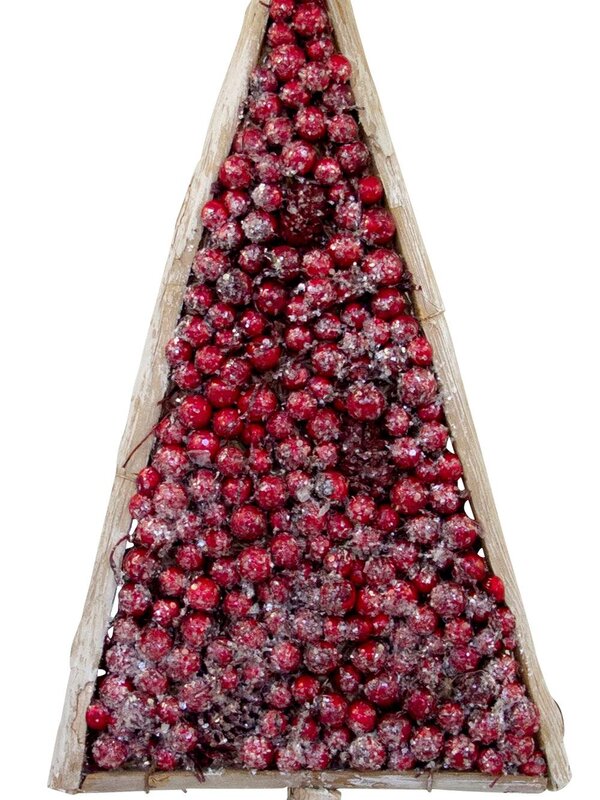 Red Berry Filled Wooden Framed Tree Ornament - 46cm — image 2
