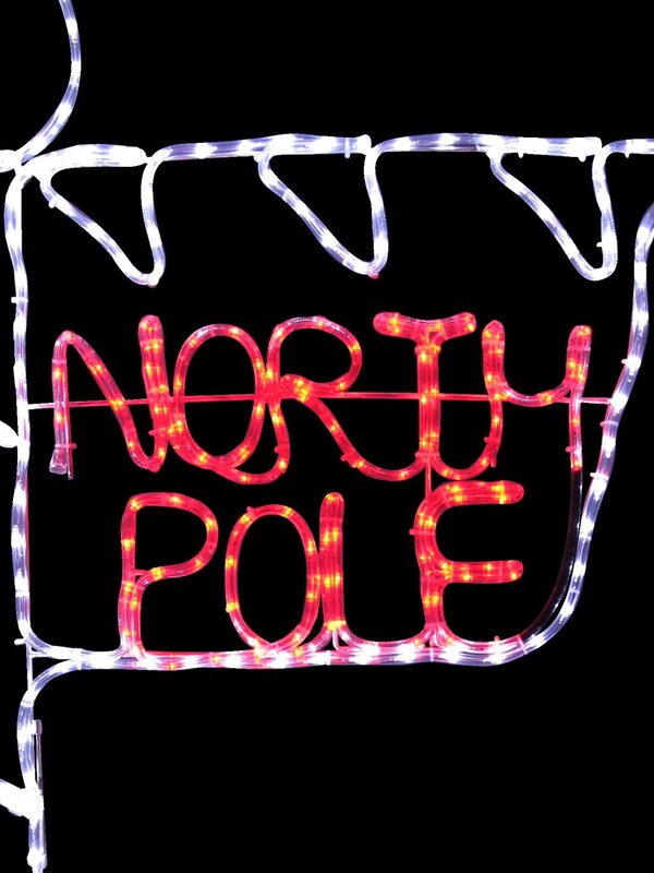 Red & Cool White North Pole Sign LED Rope Light Silhouette - 1.6m — image 3