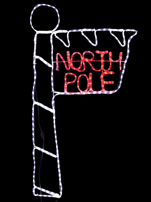 Red & Cool White North Pole Sign LED Rope Light Silhouette - 1.6m — image 2