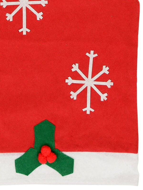 Red Felt Christmas Chair Cover With Appliqued Snowflakes & Mistletoe - 60cm — image 3