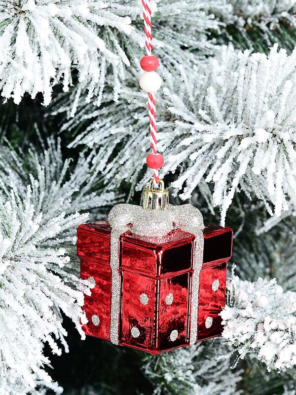 Red Glittered Gift Box Radiant Essential Ornament | 60mm — image 2