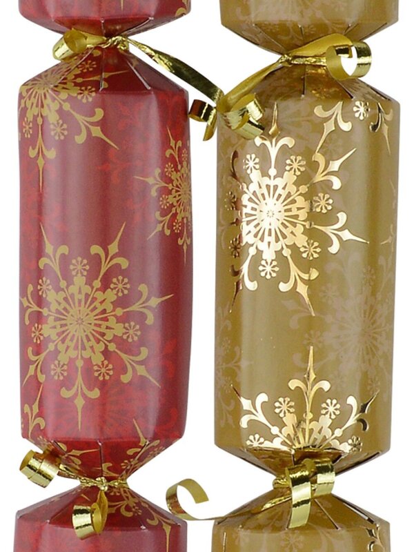 Red & Gold With Snowflakes Pattern Christmas Cracker Bon Bons - 12 x 30cm — image 2