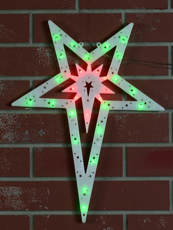 Red & Green LED 5-Point Star Of Bethlehem Light Display Silhouette - 57cm — image 3