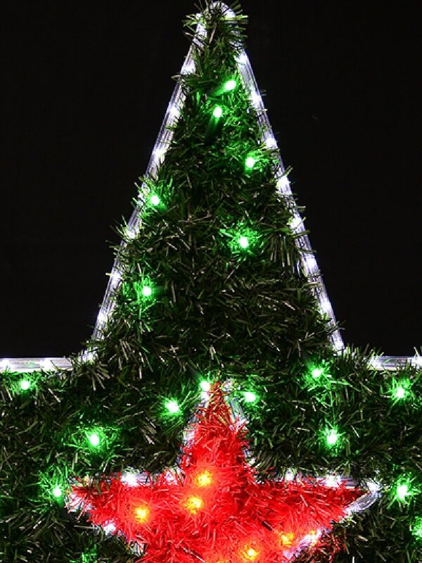 Red & Green Tinsel With Cool White LED Star Rope Light Silhouette - 95cm — image 2