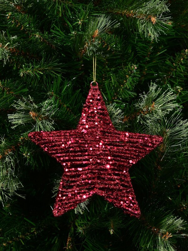 Red Twine Wrapped Look 3D Star Christmas Tree Hanging Decoration - 18cm — image 4