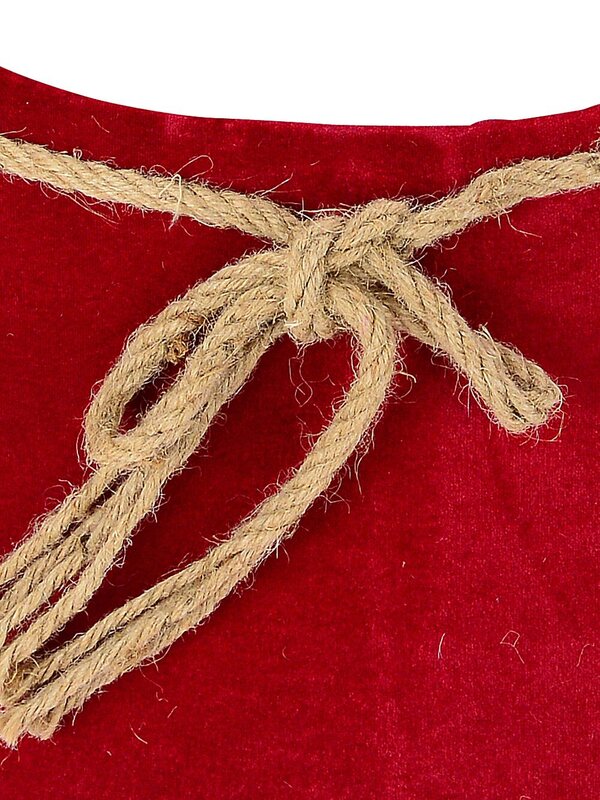 Red Velvet Christmas Tree Collar With Rope Bow Decoration - 58cm — image 2