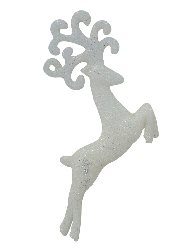 Red, White & Silver Glittered Deer Decorations - 4 x 10cm