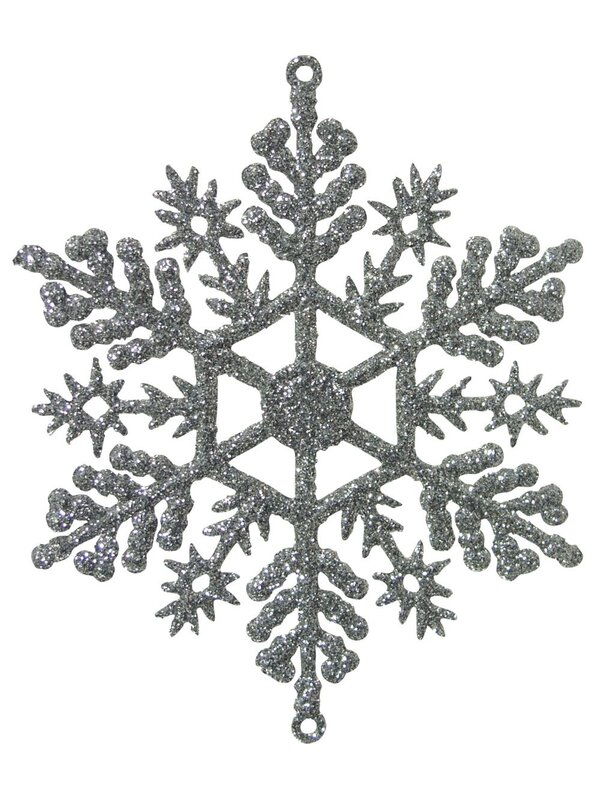 Red, White & Silver Snowflake Hanging Decorations - 12 x 10cm