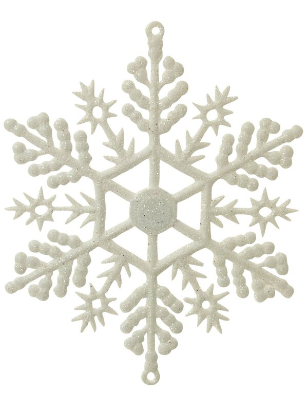 Red, White & Silver Snowflake Hanging Decorations - 12 x 10cm