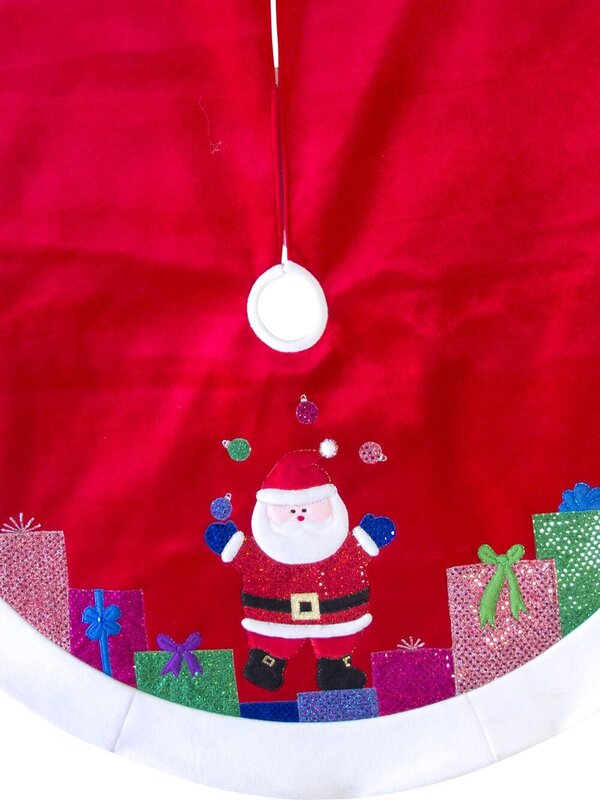 Red With White Trim juggling Santa Tree Skirt - 1.2m