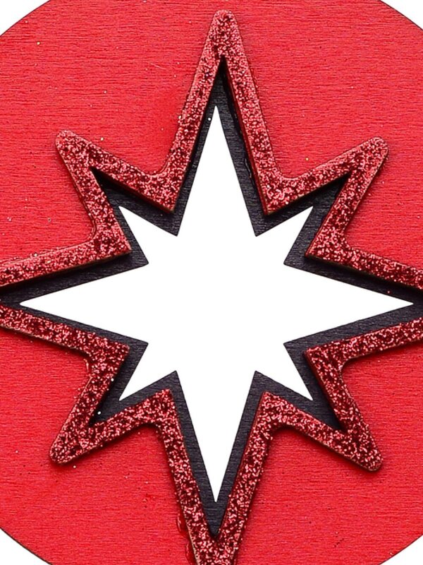 Red Wood Bethlehem Star Medallion Christmas Tree Hanging Decoration - 10cm — image 2