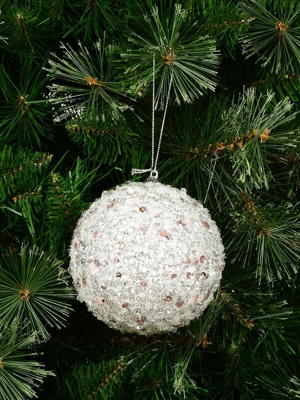 Rose Gold & Silver Lustrous Signature Sequin Bauble | 10cm — image 2